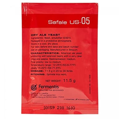 Fermentis Safale U.S.-05 11, 5 g alta fermentación Levadura de cerveza Levadura seca