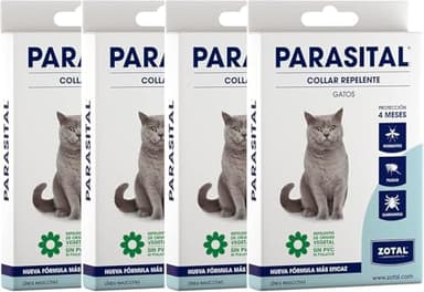 Zotal Parasital Collar Antiparasitario para Gatos - Pack 4 Collares - Protección de hasta 4 Meses con Aceites Esenciales Naturales - Repele Mosquitos, Pulgas y Garrapatas