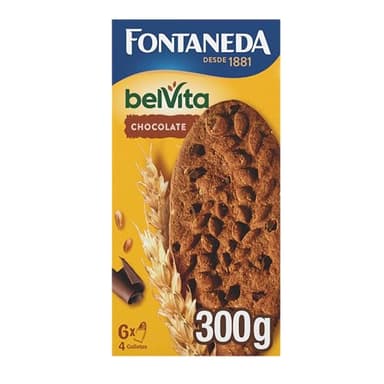 BelVita Leche y cereales Galletas crujientes para el desayuno 24 galletas, 6 paquetes, 5 harinas integrales nutritivas, para un desayuno sano y equilibrado, en casa y fuera, 300g