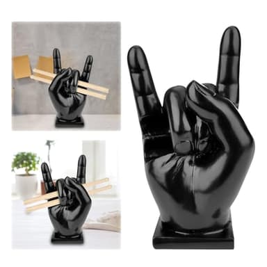 LANZLC Baquetas Bateria Soporte, Mano Creativa Roca, Accesorios de Batería, Soporte Creativo para Baquetas Decoración, Soporte para Baquetas de Batería, Regalos para Bateristas, Resina, Negro