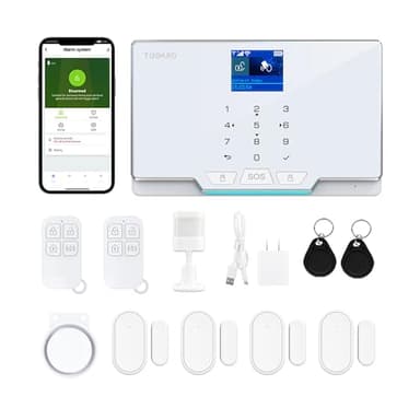 Sistema de Alarma para el Hogar,Sistema de Seguridad de Alarma para el Hogar Inteligente de 12 Piezas DIY Sin Cuota Mensual,Sensores de Puerta/Ventana,Trabajar Alexa Google,para Casa Oficina,Villa