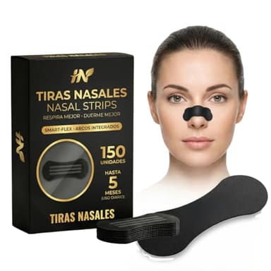 HN® PACK AHORRO 150 Tiras Nasales Deportivas I Dilatador Nasal Antironquidos para Dormir I Alivia la Congestión Nasal Para Respirar Mejor Por La Nariz I Nasal Strips Negras Para Reducir Ronquidos.