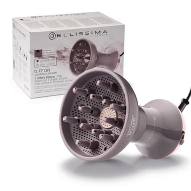 Bellissima Imetec Diffon Ceramic & Argan: Difusor para Cabello Rizado con Aceite de Argán para Rizos Definidos, Brillantes e Hidratados – Acción Anti-Frizz, Secado Suave, Doble Voltaje