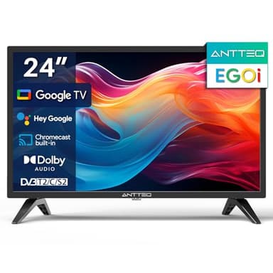 Antteq EGOi AG24 24 Pulgadas Smart TV (Televisores 62cm) con Google App Store,Asistencia de Voz por Bluetooth de Google,Chromecast,Youtube/Netflix/Disney+/DAZN,2025