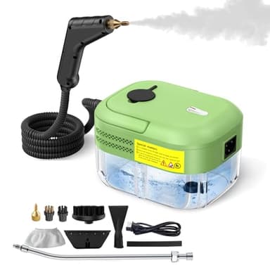 Limpiador a Vapor Portátil de Alta Presión de 2200 W, Depósito de Agua de 1.2 L, 9 Accesorios, Calentamiento Rápido en 10s, Para la Limpieza de Cocinas, Baños, Suelos y Coches