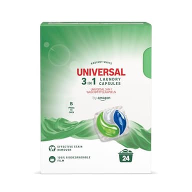by Amazon Detergente lavadora líquido en cápsulas 3 en 1, universal, 24 lavados