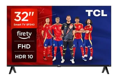 TCL 32SF540-32" FHD Smart TV - HDR & HLG-Dolby Audio-DTS Virtual X-Bezel-Less-Dual-Band WiFi 5 - con Fire OS 7 System - Frente de metal oscuro cepillado