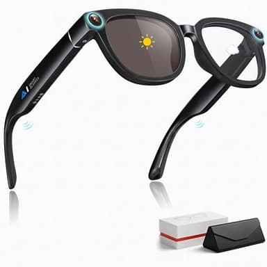 MYACUC Gafas con Cámara de 13 MP con Lentes Fotocromáticas, Traducción AI en Tiempo Real y Reconocimiento de Objetos con ChatGPT, Control por Voz de Música y Llamadas, Gafas Inteligentes con IA