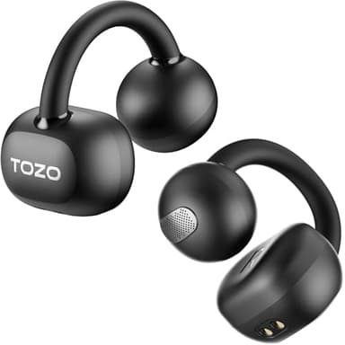 TOZO Openearring Auriculares Inalámbricos Bluetooth 5.4,EQs Personalizable con APP,40H Autonomía,Tipo C y IPX5, Pantalla LED,Clip Ultraligero 5.1g,Ideal para Oficina,Llamadas y Deporte,Negro