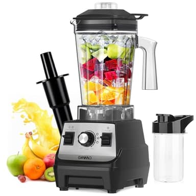 OMMO Batidora de vaso de alto rendimiento de 1,8 l, vaso To-Go de 300 ml, cuchillo de metal de 6 capas, función de pulso, máx 1800 W, vaso sin BPA, licuadora de vaso, batidora smoothies 4 - in - 1