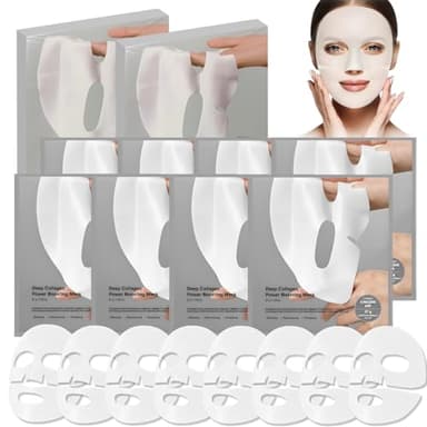 8 Piezas Bio Collagen Real Deep Mask, Mascarilla Facial Bio-Collagen, Mascarilla Coreana de Colágeno, Mascarilla Facial Hidratante Antiarrugas, Cuidado Hidratante y Nutritivo Profundo