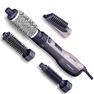 BaByliss Cepillo de Aire Multistyle - Cepillo Secador de pelo, Tecnología iónica antiencrespamiento, Sistema cerámico, 4 accesorios, Versátil, Seca, Alisa, Moldea, Agrega Volumen, negro, AS121E