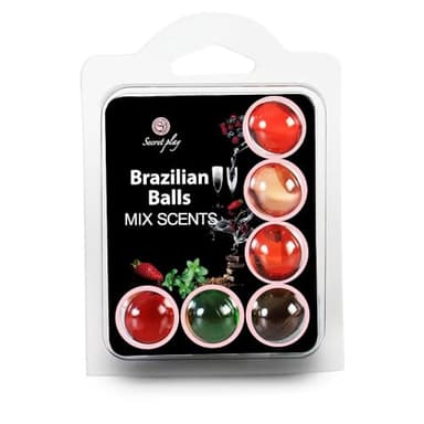 SECRET PLAY - Set 6 Brazilian Balls Mix de Aromas | Aceite para Masaje Aromático | Aromas Variados | 6 Unidades