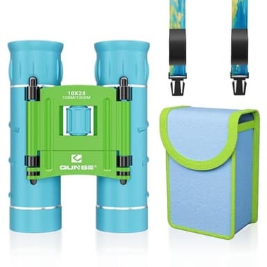 QUNSE Prismáticos 10x25 Profesionales Binoculares de Largo Alcance, Prismaticos Binoculares Ninos Compacto,Observación de Aves,Senderismo y Exteriores,Marino,Ver Deportes,Viaje,Caza,Concierto
