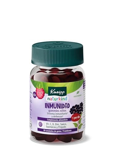 Kneipp Gummies Niños Inmunidad, Vitaminas D y C, Zinc, Saúco, Equinácea y Própolis, Sistema Inmunitario, Defensas, Sabor Frambuesa, 30 Gominolas