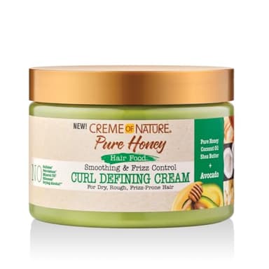Creme of Nature, Pure Honey Hair Food Aguacate, crema de peinado con aceite de aguacate y miel, define y nutre los rizos, cuidado del cabello rizado y encrespado, sin aclarado, 326ml
