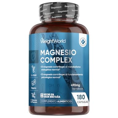 Magnesio Complex 400mg, 180 Cápsulas, 3 Meses de Suministro - Con Citrato, Bisglicinato, Malato y Taurato de Magnesio, L-Leucina, 2 Cápsulas al Día, Apto para Veganos, Sin Gluten ni OGM