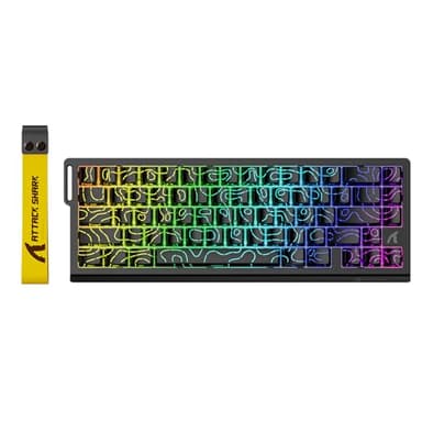 ATTACK SHARK X68 HE Teclado 8000Hz Rapid Trigger, Teclado Gaming RGB con Interruptor Magnético de 60%, Precisión RT de 0,01 mm, Actuación Ajustable, Snap Tap, para PC/Mac, Contornos Negros
