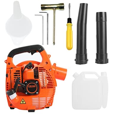 Soplador de hojas inalámbrico, 26 cc, aspiradora portátil de jardín y trituradora, soplador de hojas de gasolina para soplar hojas, nieve, polvo, PC, aspirar patio, naranja