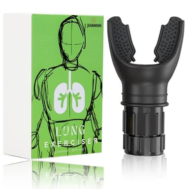 JUANSHI® Ejercitador de pulmones – Entrenador de respiración y entrenador de pulmones Oxyfit Entrenador de respiración portátil de resistencia para pulmones Power Breathe Pulmonar (Negro)
