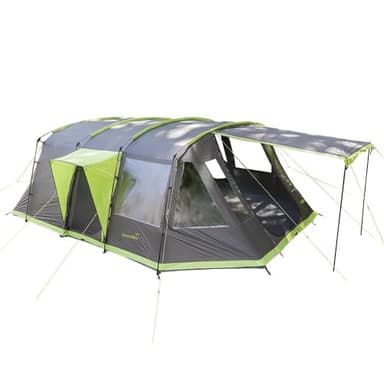 skandika Nordland - 6 Personas - Tienda de campaña Familiar/Grupos - túnel - Suelo bañera - mosquiteras (Gris/Verde)