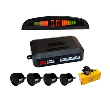 Aiuphing sensores aparcamiento coche, universal 4 sensores asistentes de aparcamiento con pantalla de color LED, kit de alarma de audio de marcha atrás (Negro)