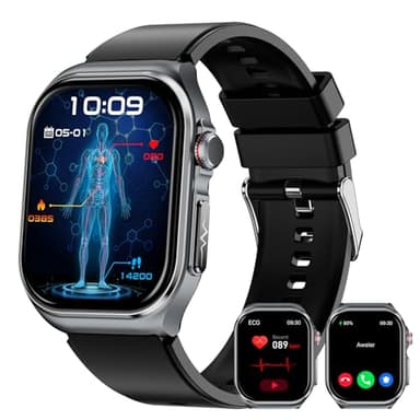 HIDAMEL Reloj Inteligente Hombre con ECG/HRV/SPO₂, 24/7 Monitor de Frecuencia Cardíaco y Sueño Reloj, Larga Batería de 50 Días, 2,04" AMOLED Smartwatch con Llamadas Bluetooth para Android iOS