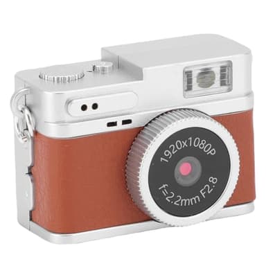 Elprico Mini Cámara Digital Retro, Punto de Estilo Vintage de 1080p y una Cámara de Vlogging con Luz Flash y Pantalla de Color de 0.96 Pulgadas, Compacta y Portátil, Ideal para (Brown)