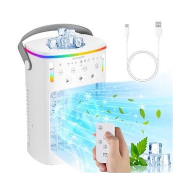 Aire acondicionado portátil, mini aire acondicionado para habitaciones, enfriador de aire 4 en 1 con refrigeración por agua, aire acondicionado de 1000 ml, sin manguera de escape, aire acondicionado