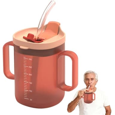 XUXLEKK Vaso para Adultos, 3-in-1 Vasos A Prueba De Derrames Para Personas Mayores, Taza Para Beber Con Tapa Y Pajita, para Disfagia en Adultos con Discapacidad y Ancianos