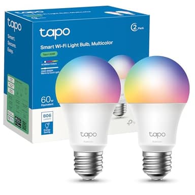 Tapo L530E – Bombilla LED inteligente Wi-Fi, multicolor, regulable, casquillo E27, 8.3W, 806 lúmenes, compatible con Alexa y Google Home, paquete de 2 (paquete de 1)