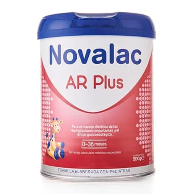Novalac AR Plus - Leche en Polvo para Regurgitaciones y Reflujo Gastroesofágico, Alimento para Usos Médicos Especiales, con Almidón de Tapioca y Aceite de Soja, Apto para Bebés de 0 a 36 Meses - 800 g