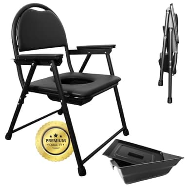 OrtoPrime Silla WC Personas Mayores Plegable - Silla Orinal Adulto - Silla WC PORTÁTIL para Personas Mayores Silla Inodoro Ancianos - Silla WC Personas Mayores con Inodoro - Silla Baño WC GERIÁTRICA.