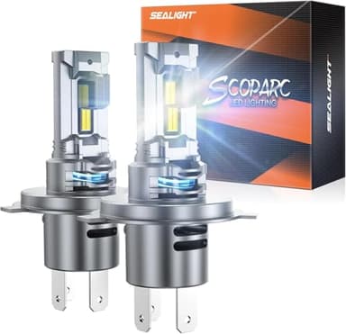 SEALIGHT H4 9003/HB2 Bombillas, 28000 lm con ventilador de refrigeración de 14000 RPM, luz antiniebla 9003, Plug-N-Play, paquete de 2