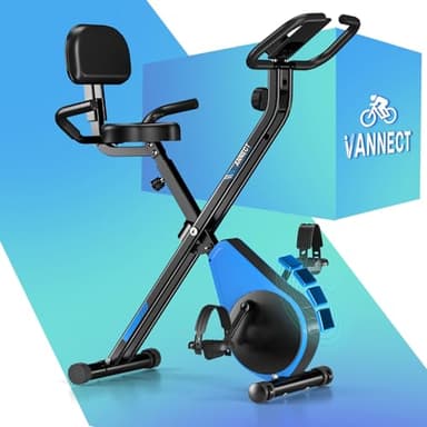 VANNECT Bicicleta Estatica Plegable con 16 Niveles de Resistencia, Monitor LCD y Medición de Pulso Manual, Soporte Plano, Ahorro de Espaci, Estática Silenciosa Magnética Bicicleta Estatica para Casa