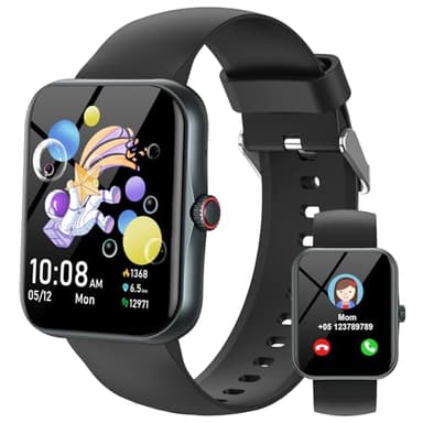 Ucani Reloj Inteligente Niños Niñas, 1,8" HD Smartwatch para Niño y Niña con Podómetro,100+ Modos Deporte, Monitor de Sueño, Despertador Pulsera Actividad para Adolescentes 5 a 16 Años Regalo, Negro