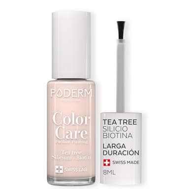 PODERM - ESMALTE DE UÑAS TEA TREE PARA HONGOS DE UÑAS - COLOR ROSA PÁLIDO - TRATAR LAS UÑAS AMARILLAS/DAÑADAS - Previene y trata HONGOS - CUIDADO 2 IN 1 - FÓRMULA ÚNICA - Hecho en Suiza