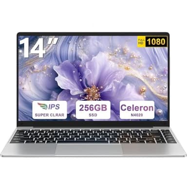 2025 Newest Ordenador Portátil 14 Pulgadas Win 11 con 5G WiFi,256GB SSD Expansión SSD 1TB（Up to 2.8Ghz）BT4.2 3.0 Transmisión Puerto 1080P Portátiles FHD Buenos & Mini Puerto Multimedia con ratón-Plata