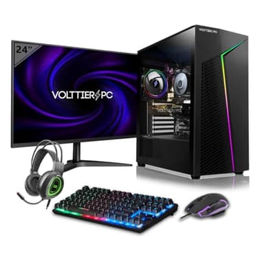VolttierPC - PC Gaming Completo AMD Ryzen 7 5700G | Radeon Vega 8 | 32GB RAM | 1TB SSD NVMe | WiFi 6 + Bluetooth 5.2 | Windows 11 Pro | Monitor 24" 100Hz | Teclado y Ratón RGB