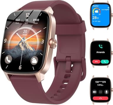 Reloj Inteligente Mujer Hombre con Llamadas Bluetooth y Voz AI, 1.85'' Smartwatch con Whatsapp Notificación, Pulsómetro/SpO2/Sueño/Podómetro, 110+ Modos Deportivos, Impermeable IP68 para iOS/Android