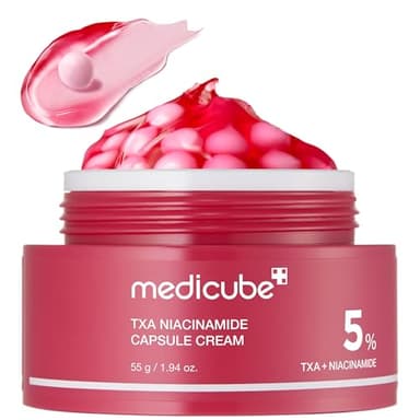 medicube TXA + Niacinamide Capsule Cream 1.94 oz – Crema hidratante dual para luminosidad, tono desigual, textura e hidratación con ácido tranexámico puro y niacinamida