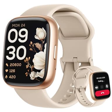 LODIMEKE Reloj Inteligente Mujer con Alexa, Llamadas Bluetooth IP68 Smartwatch Deportivo con Whatsapp Mensajes, Monitor SpO2/Sueño/Estrés/Cardíaco Regalo Reloj para Android iOS