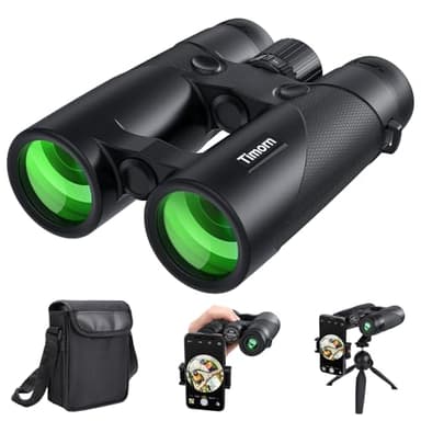 10x42 Prismáticos Profesionales Pequeños y Potentes: Timorn Binoculares de Largo Alcance Impermeables con Correa, Bolsa - Prismaticos Ligeros para Caza, Observación de Aves, Estrellas, Safari