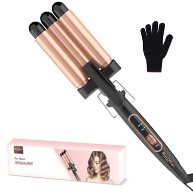 Rizador Pelo Ondas Plancha Ondas - BESTOPE MIX Rizador de Pelo 3 Barriles 22mm Ondulador de Cerámica Calentamiento Rápido 150°C/210°C plancha rizadora para Pelo Largo y Corto