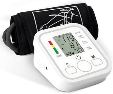 Tensiómetro de Brazo, automático Digital Monitor de presiónarterial para uso doméstico con ajuste del manguito 22-32cm, Detector electrónico defrecuencia cardiaca para Adultos Mayores y Familias