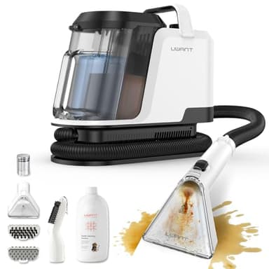 UWANT Y100 Aspiradora de Agua Tapiceria, 600W 18 kPa, Doble Depósito 1.2L y Autolimpieza, Higieniza 99.9% con Detergente 500ml y Cepillos, Limpiador de Tapicerías, Para Sofá, Alfombra y Colchón