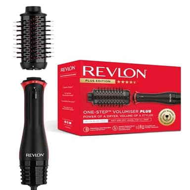 REVLON One-Step Plus Voluminizador, cabezal desmontable, cilindro de titanio y cerámica, cerdas mixtas con púas de carbón activado, tourmaline ionic technology, RVDR5298UK