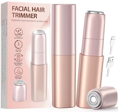 iFANZETECH Rasuradora Facial Mujer Afeitadora Facial: Mini Afeitadora Eléctrica, sin Dolor Elimina el Vello Cara, Labios, Barbilla, Mejillas, Frente, para Premaquillaje, USB-C Recargable, Regalo Mujer