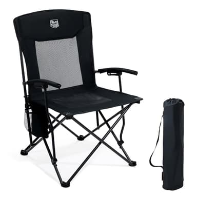 TIMBER RIDGE Silla de Camping Plegable Ligera 150 kg de Capacidad, Respaldo Alto y de Rejilla, Portátil y Cómoda para Exteriores, Playa, Festival, Pesca, Jardín, Picnic y Comedor