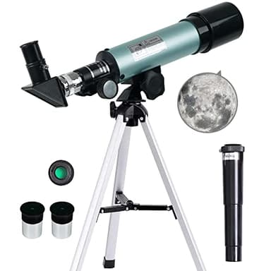 Mijiao Telescopio Astronómico para Niños, Telescopio 360/50mm 90X Telescopios Astronomico Refractor con Trípode, Regalo Telescopios Astronomicos para Niños Adultos Observer la Luna, Aves